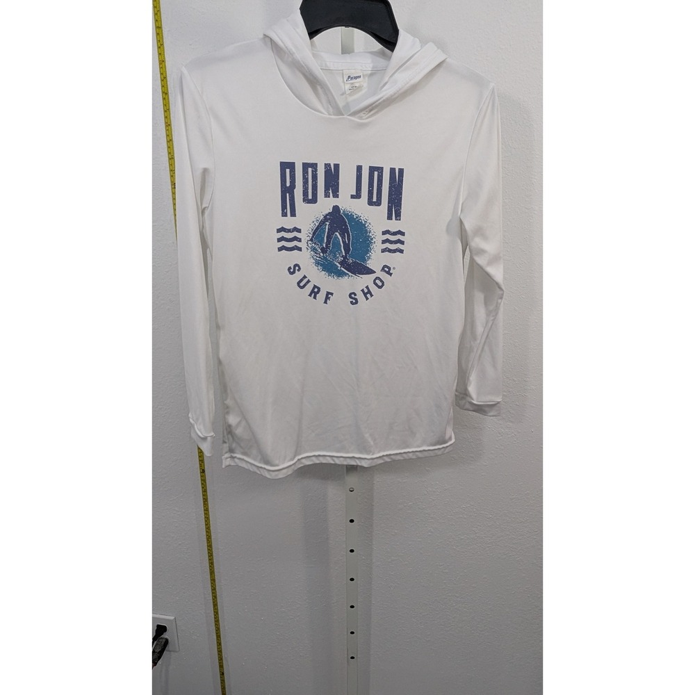 Ron Jon Surf Shop Kids Hoodie‎ White UPF 50+ Sun Protection Shirt Youth Large L